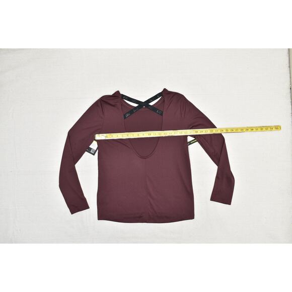 Nike Dri-FIT Long Sleeve Shirt Womens Small Red Maroon Crossback Training Top - Picture 4 of 8